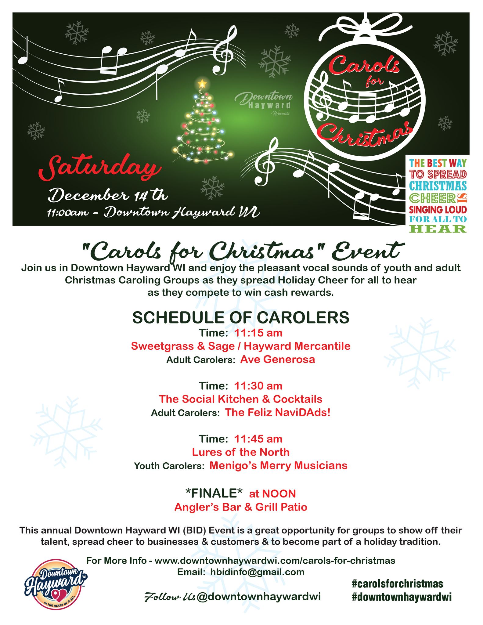 Caroling Schedule 2024